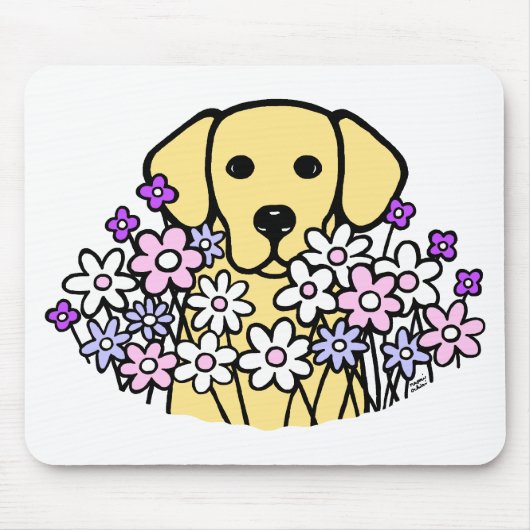 美しい精神の黄色のラブラドールのイラストレーション マウスパッド (正面)