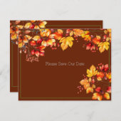 美しい紅葉と救果実私たちの日付 出欠カード (正面/裏面)