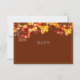 美しい紅葉と果実結婚秋 出欠カード