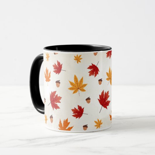 美しい紅葉の季節到来!赤橙黄色の落ち葉 マグカップ (正面左)