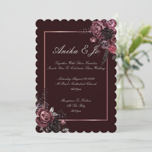 美しい紅葉フローラ結婚式招待状 招待状 (スタンド正面)