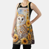美しい納屋フクロウとヒマワリ エプロン (インサイチュ)