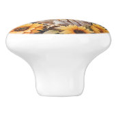 美しい納屋フクロウとヒマワリ セラミックノブ (側面)