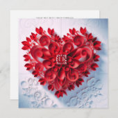 美しい紙のハート - 日程を保存または返信してください 招待状 (正面/裏面)