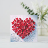 美しい紙のハート - 日程を保存または返信してください 招待状 (スタンド正面)