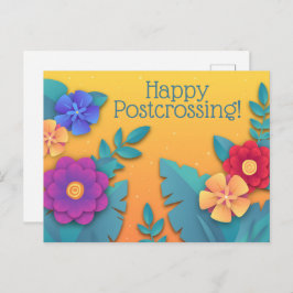 美しい紙クラフト花 ポストカード