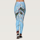 美しい素敵で素敵な青い花柄 レギンス (裏面)