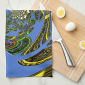 美しい素晴らしいかわいい素敵なアフリカンブルーデザイン キッチンタオル (四つ折り)