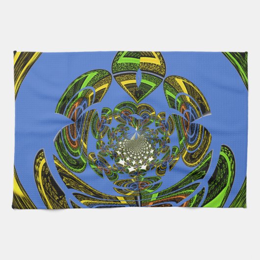 美しい素晴らしいかわいい素敵なアフリカンブルーデザイン キッチンタオル (横)