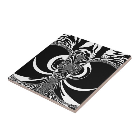 美しい素晴らしいアフリカの白い黒いプリントアート タイル (側面)