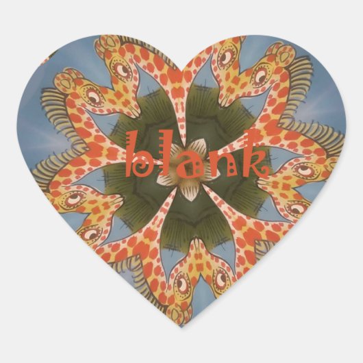 美しい素晴らしいアフリカカラフルキリン空白の ハートシール (正面)