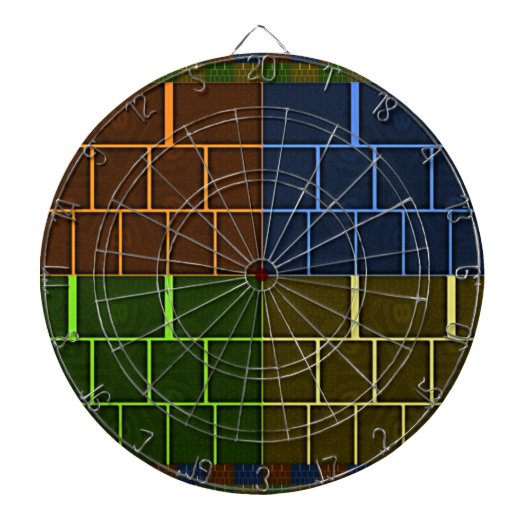 美しい素晴らしいレインボーカラー幾何学的デザイン ダーツボード (正面)