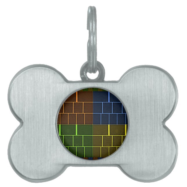 美しい素晴らしいレインボーカラー幾何学的デザイン ペットネームタグ (正面)