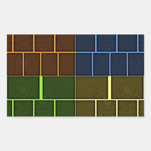 美しい素晴らしいレインボーカラー幾何学的デザイン 長方形シール (正面)