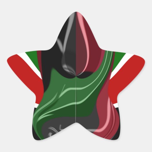 美しい素晴らしい旋回ケニア国旗:アモダンート 星シール (正面)