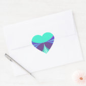 美しい素晴らしい紫のシアンのモチーフのパターンデザイン ハートシール (封筒)