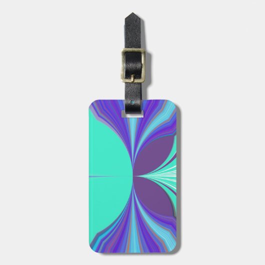 美しい素晴らしい紫のシアンのモチーフのパターンデザイン ラゲッジタグ (正面縦)