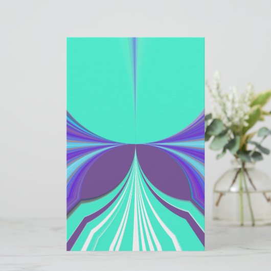 美しい素晴らしい紫のシアンのモチーフのパターンデザイン 便箋 (スタンド正面)