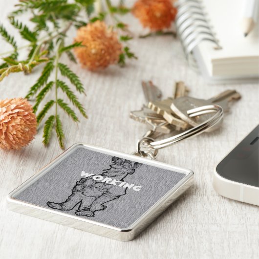 美しい素晴らしい鉛筆のスケッチ:時間外労働 キーホルダー (側面)