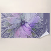 美しい素晴らし抽象芸術フラクタルアートフラワーネーム ビーチタオル (正面)