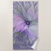 美しい素晴らし抽象芸術フラクタルアートフラワーネーム ビーチタオル (正面)