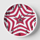 美しい素晴赤と白らしい星のデザイン 壁時計 (正面)