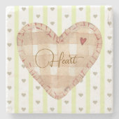 美しい素朴なハートバレンタイングリーンとブラウン ストーンコースター (正面)