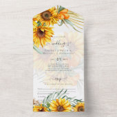 美しい素朴ひまわりパンパスグラス結婚ズ オールインワン招待状 (内側)