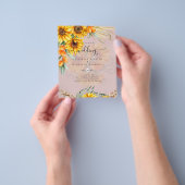 美しい素朴ひまわりパンパスグラス結婚ズ チラシ (手)