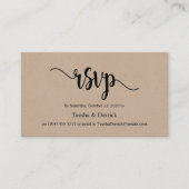 美しい素朴エレガントな黒いかだ、ウェディングRSVP エンクロージャーカード (正面)