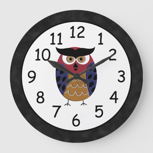 美しい素朴カスタムフクロウ ラージ壁時計 (正面)