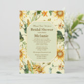 美しい素朴サンフラワーボタニカルブライダルシャワー 招待状 (スタンド正面)