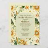 美しい素朴サンフラワーボタニカルブライダルシャワー 招待状 (正面/裏面)