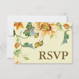 美しい素朴サンフラワーボタニカルRSVP 出欠カード