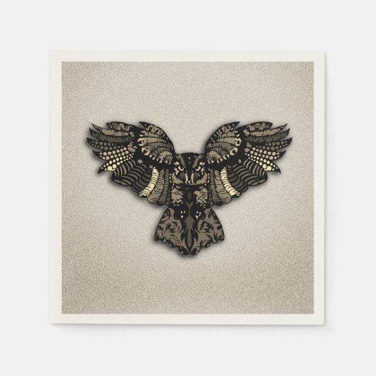 美しい素朴フクロウ スタンダードカクテルナプキン (正面)