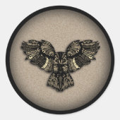 美しい素朴フクロウ ラウンドシール (正面)