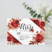 美しい素朴フローラダイヤモンドウェディングRSVP応答 出欠カード (スタンド正面)