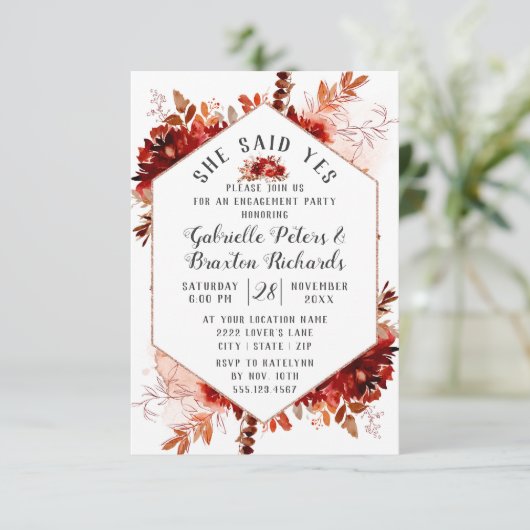 美しい素朴フローラ彼女が言ったYes婚約パーティ 招待状 (スタンド正面)