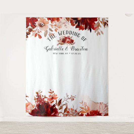 美しい素朴フローラ結婚のフォトブース背景 タペストリー (正面)