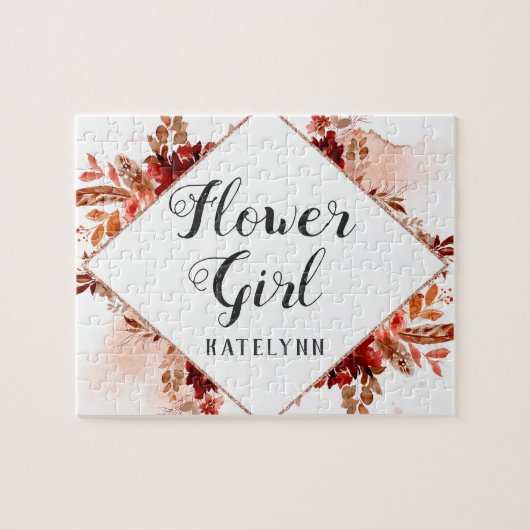 美しい素朴フローラ額縁ボヘミアンフラワーガール ジグソーパズル (横)