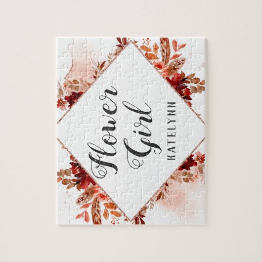 美しい素朴フローラ額縁ボヘミアンフラワーガール ジグソーパズル (縦)