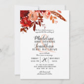 美しい素朴ボヘミアンフローラ縁どトップ結婚ズ 招待状 (正面)