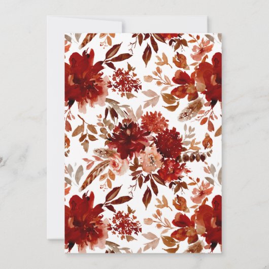 美しい素朴ボヘミアンリーフつる植物リース結婚ズ 招待状 (裏面)