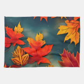 美しい素朴秋のカエデ葉ル キッチンタオル (横)