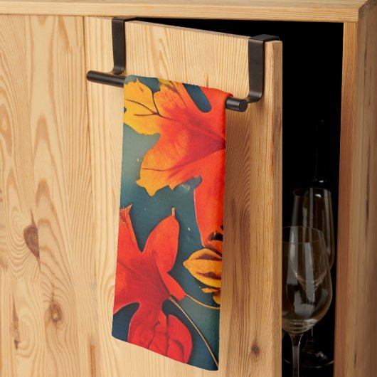 美しい素朴秋のカエデ葉ル キッチンタオル (三つ折り)