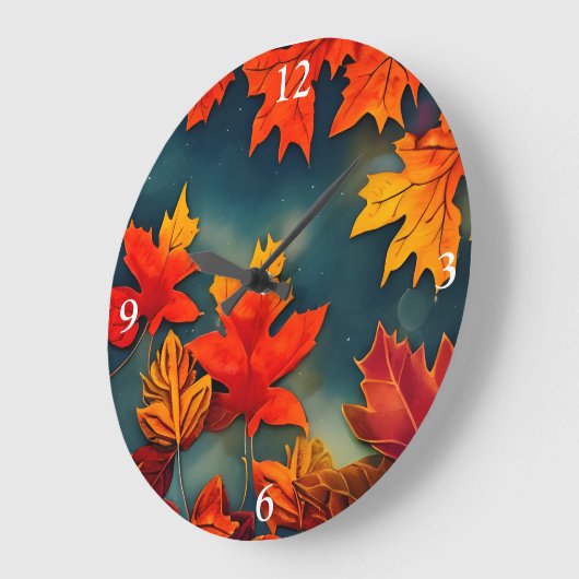 美しい素朴秋のカエデ葉ル ラージ壁時計 (傾斜)