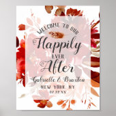 美しい素朴秋ウェルカムサインの後ずっと幸せに ポスター (正面)