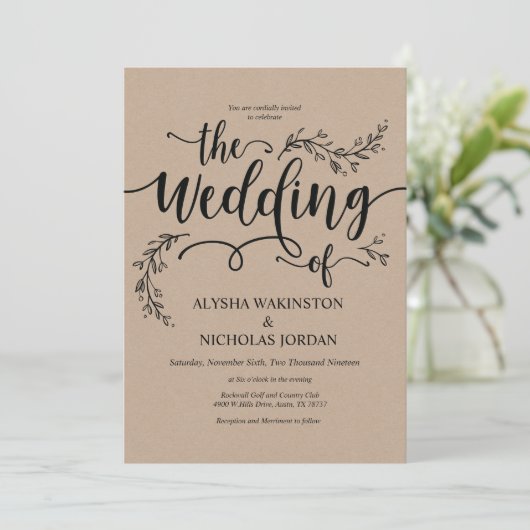 美しい素朴結婚式招待状 招待状 (スタンド正面)