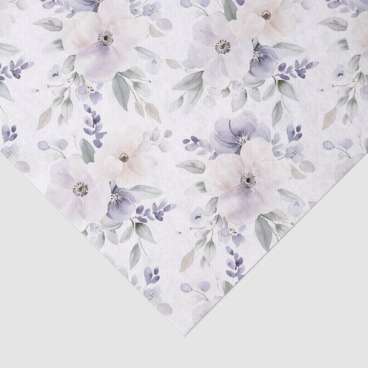 美しい紫とアイボリーとラベンダーの花のブライダルシャワー 薄葉紙 (詳細)