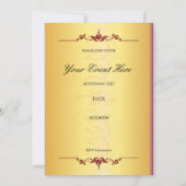 美しい紫とオレンジの金ゴールド招待状 招待状 (裏面)